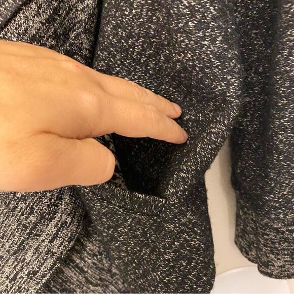 Pure DKNY Open Front lamb skin Leather Sleeve sweater Cardigan wool linen  M/L - Picture 11 of 11